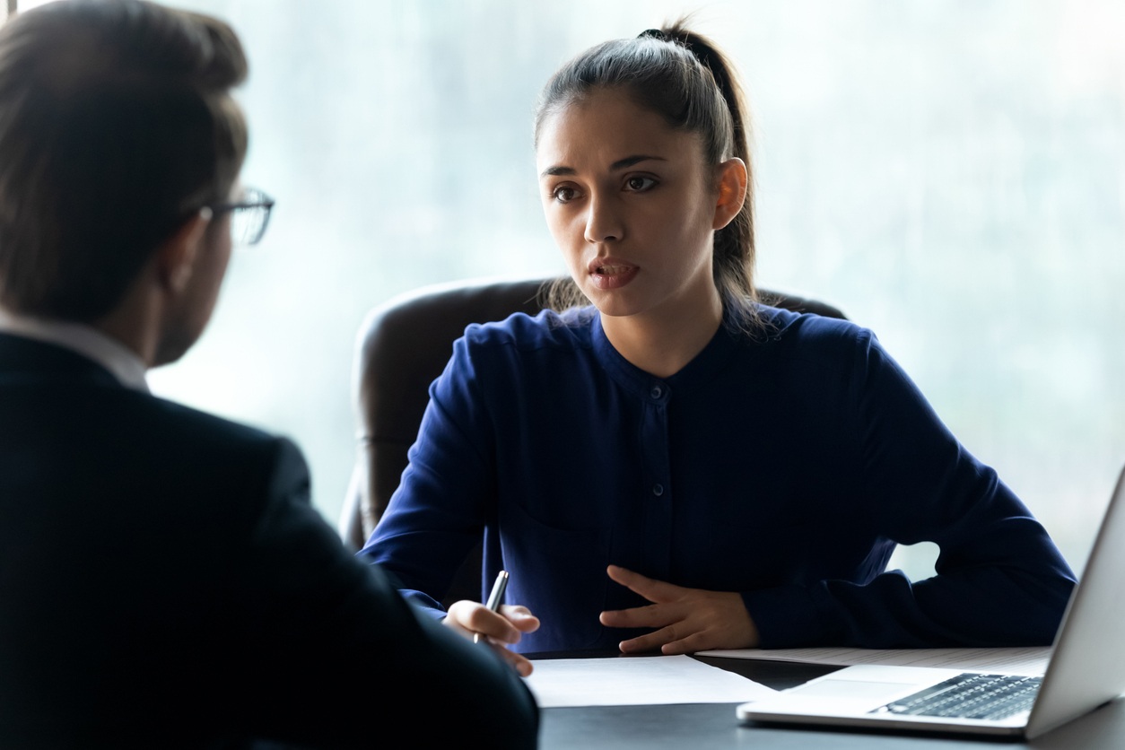 Serious 1 to 1 Meeting - HRG HR Consultant having a 1 to 1 Meeting with an Employee