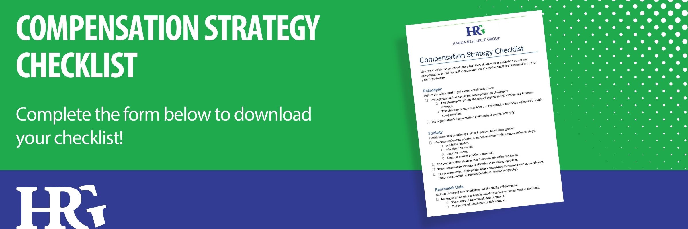 Download Banner - Compensation Strategy Checklist - Hanna Resource Group