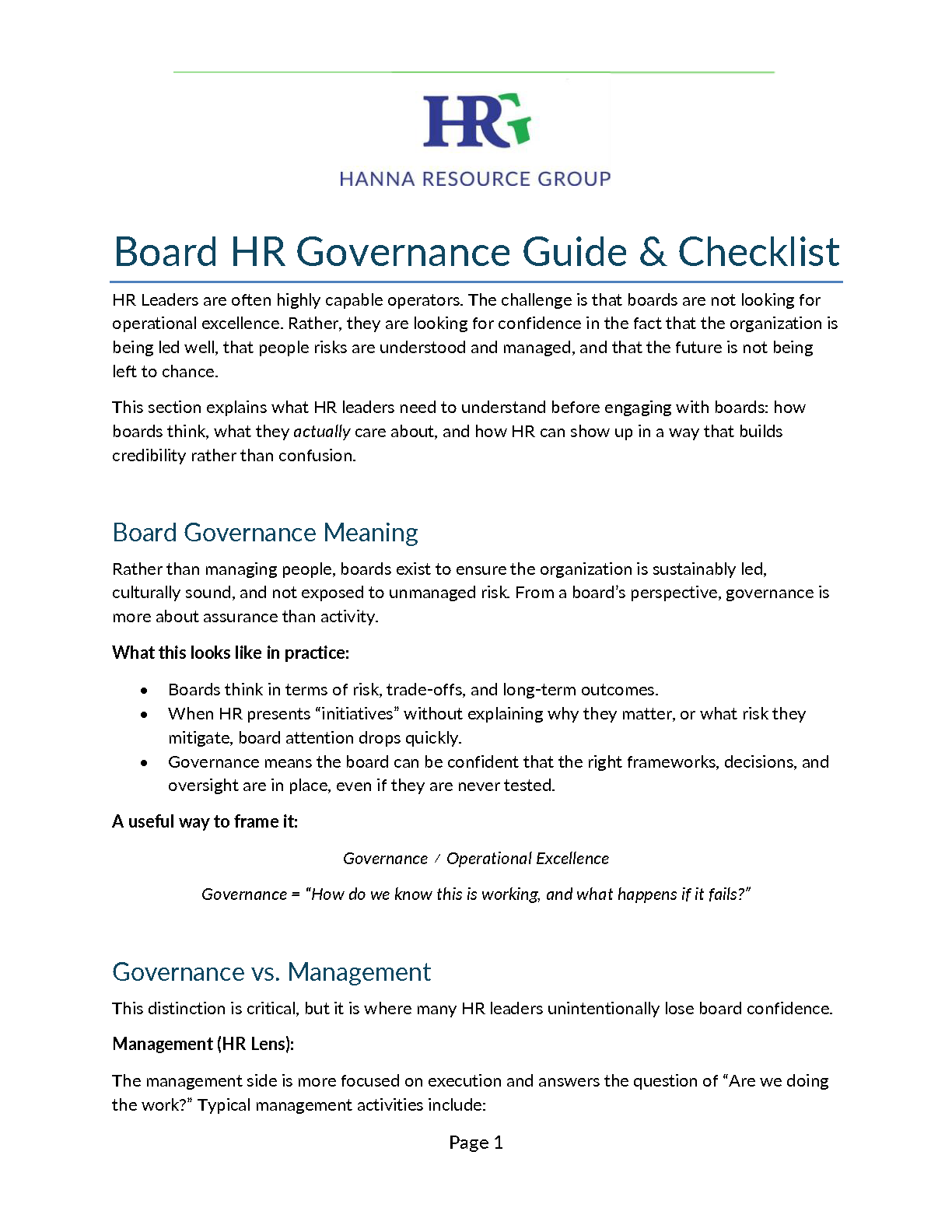 Board HR Governance Guide & Checklist