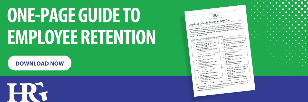 Download Banner with Button - One-Page Guide to Employee Retention - Hanna Resource Group
